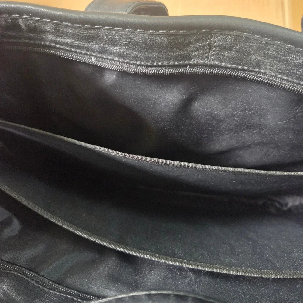 USL‎ Black Leather Briefcase Laptop Multi-Pocket Mess. Shoulder Bag 030918741344